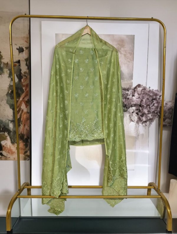banarasi pure chanderi silk embroidery applique work suits