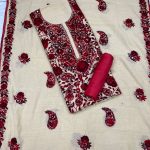 Presenting flawlessly hand embroidered Phulkari suit on cotton silk
