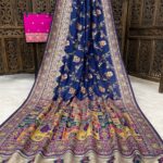 Elegant soft silk saree with Intricate Kashmiri Thread Emroidery