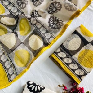 handblock print kota doria unstiched suit fabric