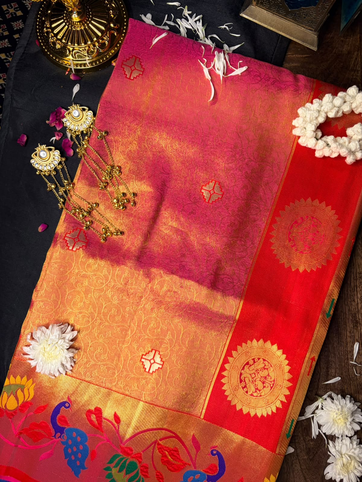 ✨royal red & pink paithani saree✨