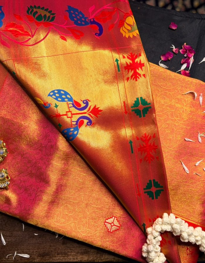 ✨ROYAL RED & PINK PAITHANI SAREE✨