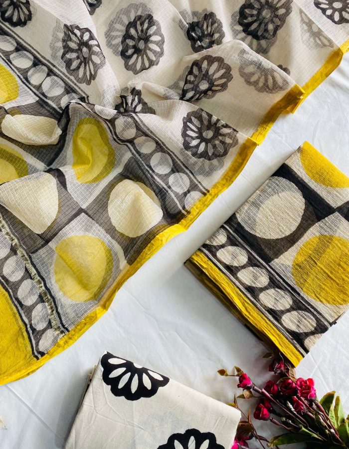 Handblock Print Kota Doria Unstiched Suit Fabric