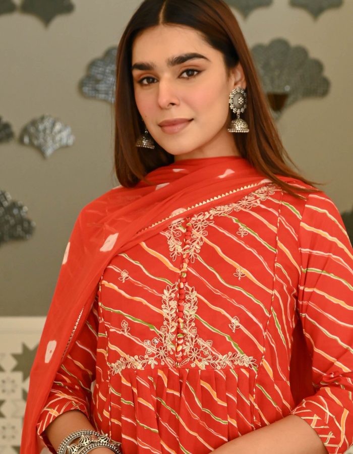 Beautiful Laheriya anarkali full flair suit